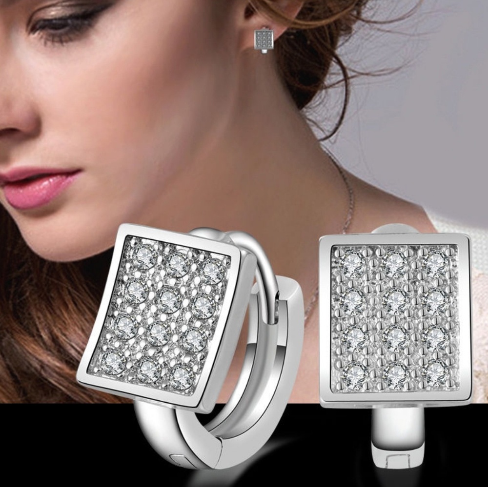 Sterling Silver Pave Earrings