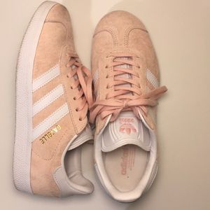 Pink suede adidas sneakers