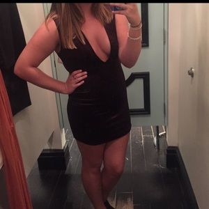 Velvet deep-v purple dress