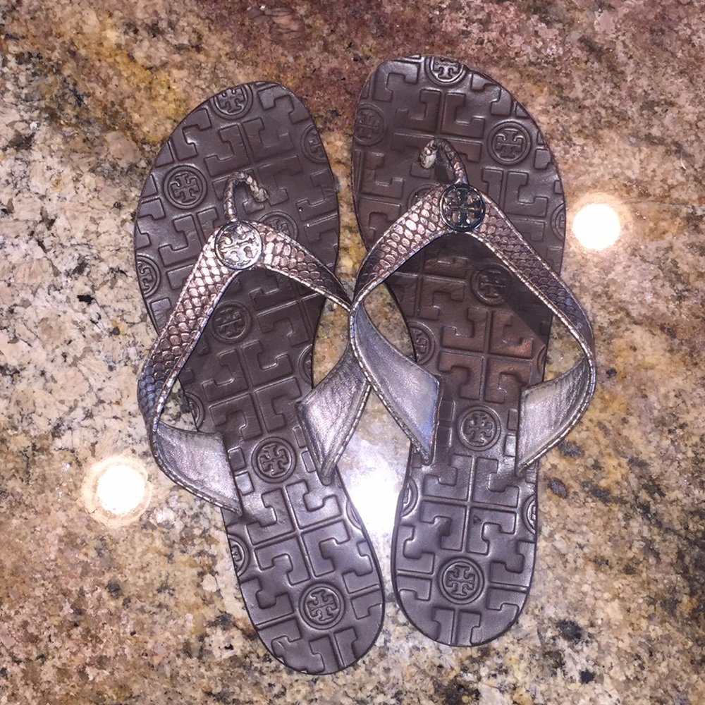 Brown Tory Burch Flip Flops