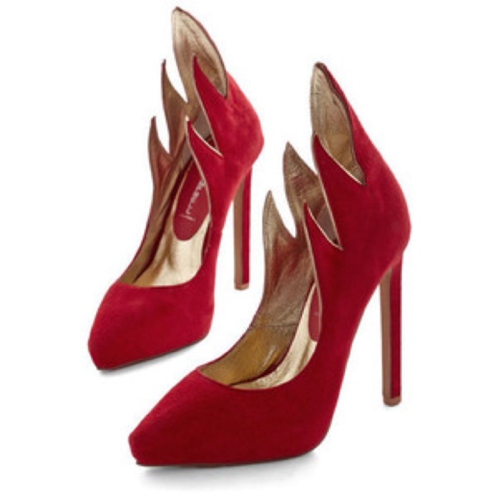 Jeffrey Campbell Flame Red Suede Pump.