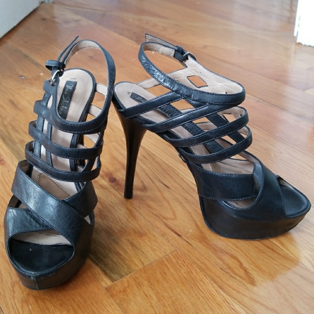 Mea Shadow Black Strappy Platforms