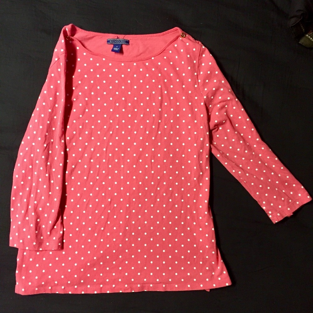 Bandolino Medium Pink Polka Dot Top 3/4 Sleeves
