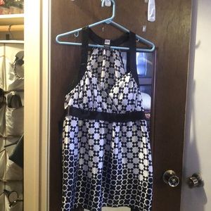 Black and white satin halter top