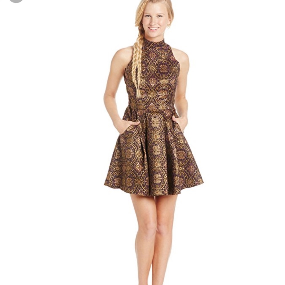 BB Dakota Barker Regal Purple Brocade Dress