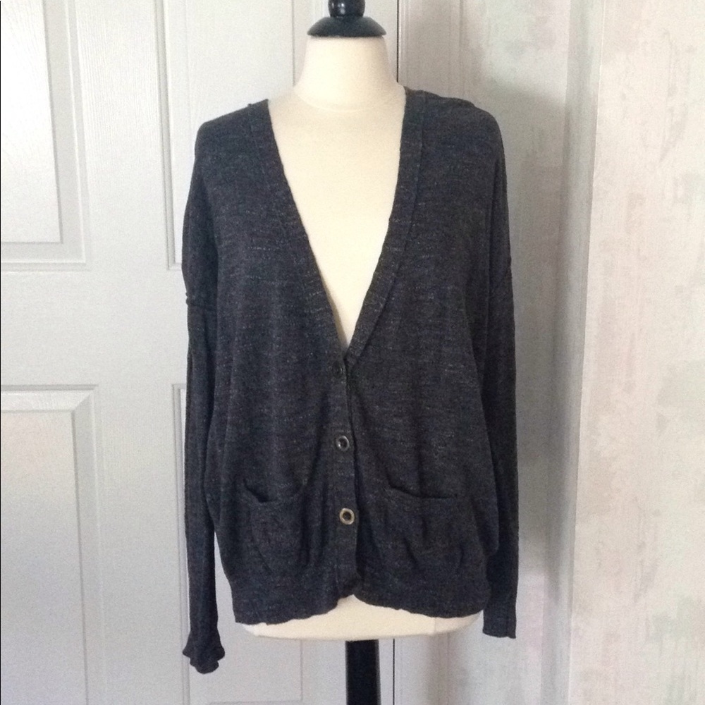 GREY HEATHERED CARDI