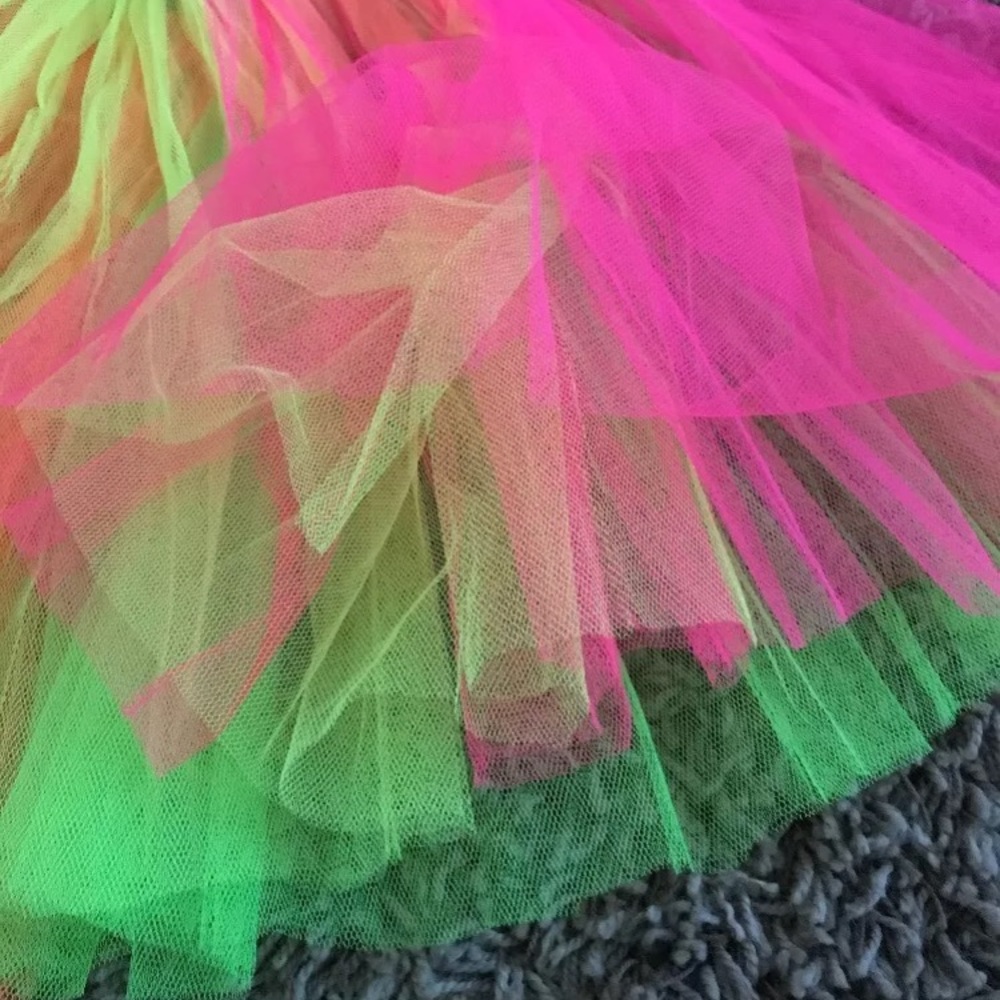 Neon Tulle Tutu 80s Net Skirt Pink Orange Green
