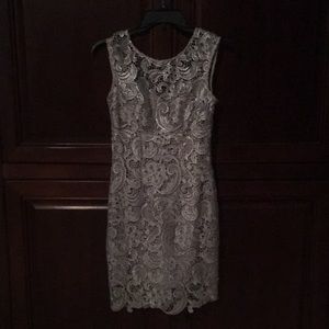 ❌sold❌ Silver lace low back dress