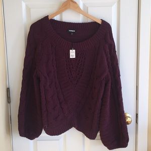 Boat Neck Balloon Sleeve Sweater