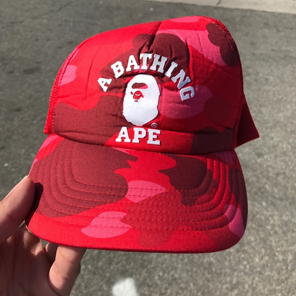 100% Authentic Bape trucker hat red used rare OG