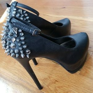 Bakers Black Studded Pumps w/ Ankle Strap