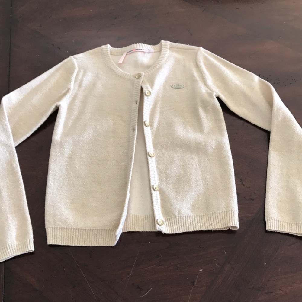 Little girls gold shimmer sweater