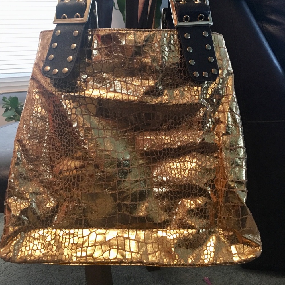 BISOU BISOU MICHELE BOHBOT Gold Snake Tote
