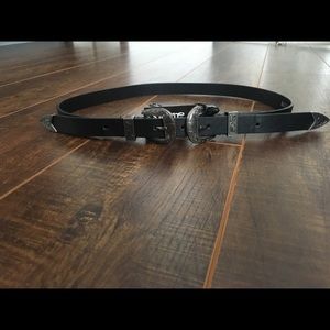 Double buckle black belt