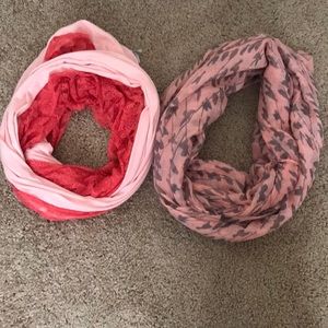 2 pink infinity scarfs!