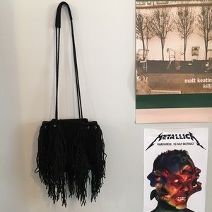 black fringe purse