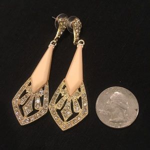 Light pink stone and diamond earrings