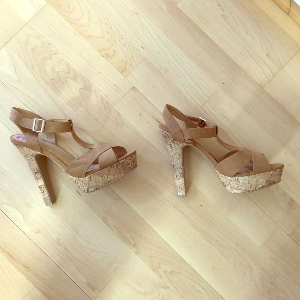 Madden Girl Tan Open Toe Heels