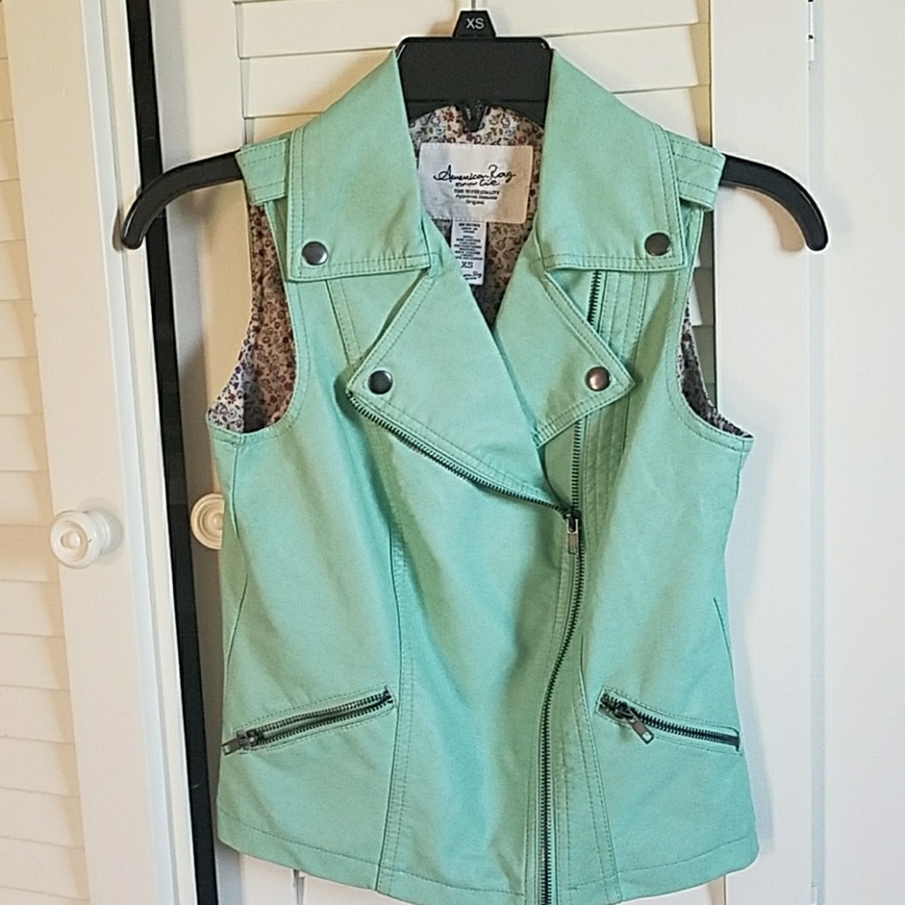 Turquoise leather vest