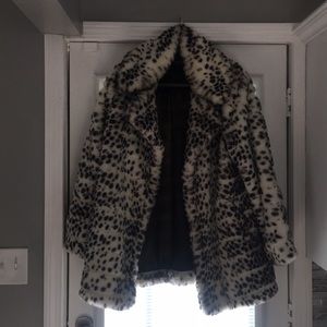 Faux fur snow leopard coat