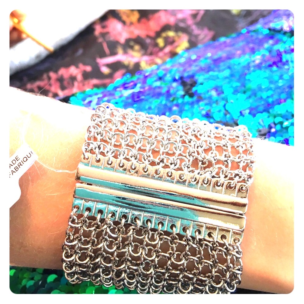 Free People Born To Rock Silver Chain Bracelet - Picture 3 of 3