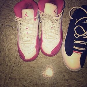 Pink Jordan 12s and 13s