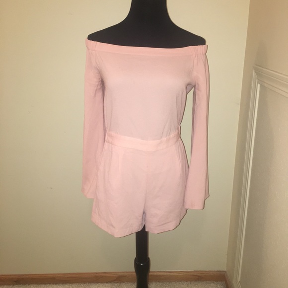 BCBG MAX AZRIA OFF THE SHOULDER BELL SLEEVE ROMPER - Picture 1 of 5