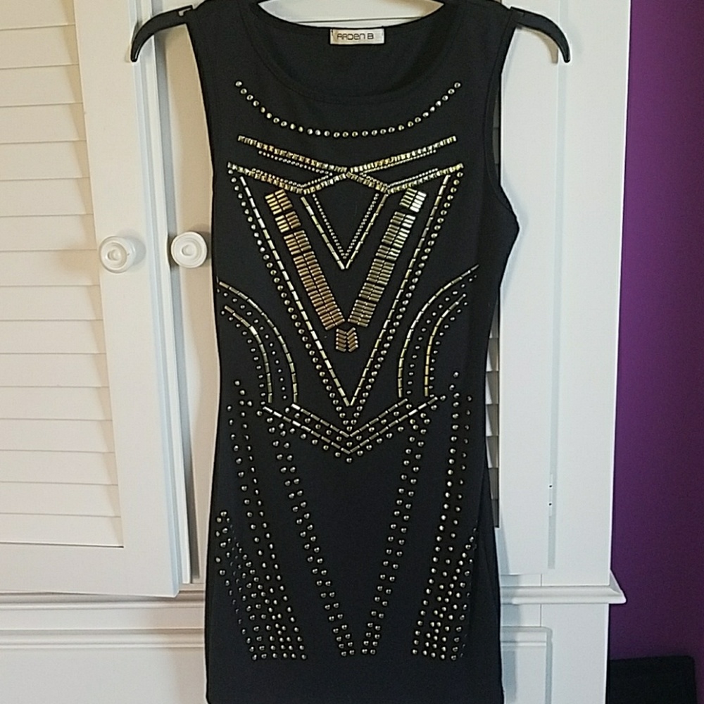 Black and gold short party dress