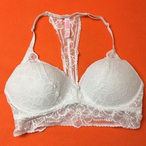 PINK White Lacey Bralette