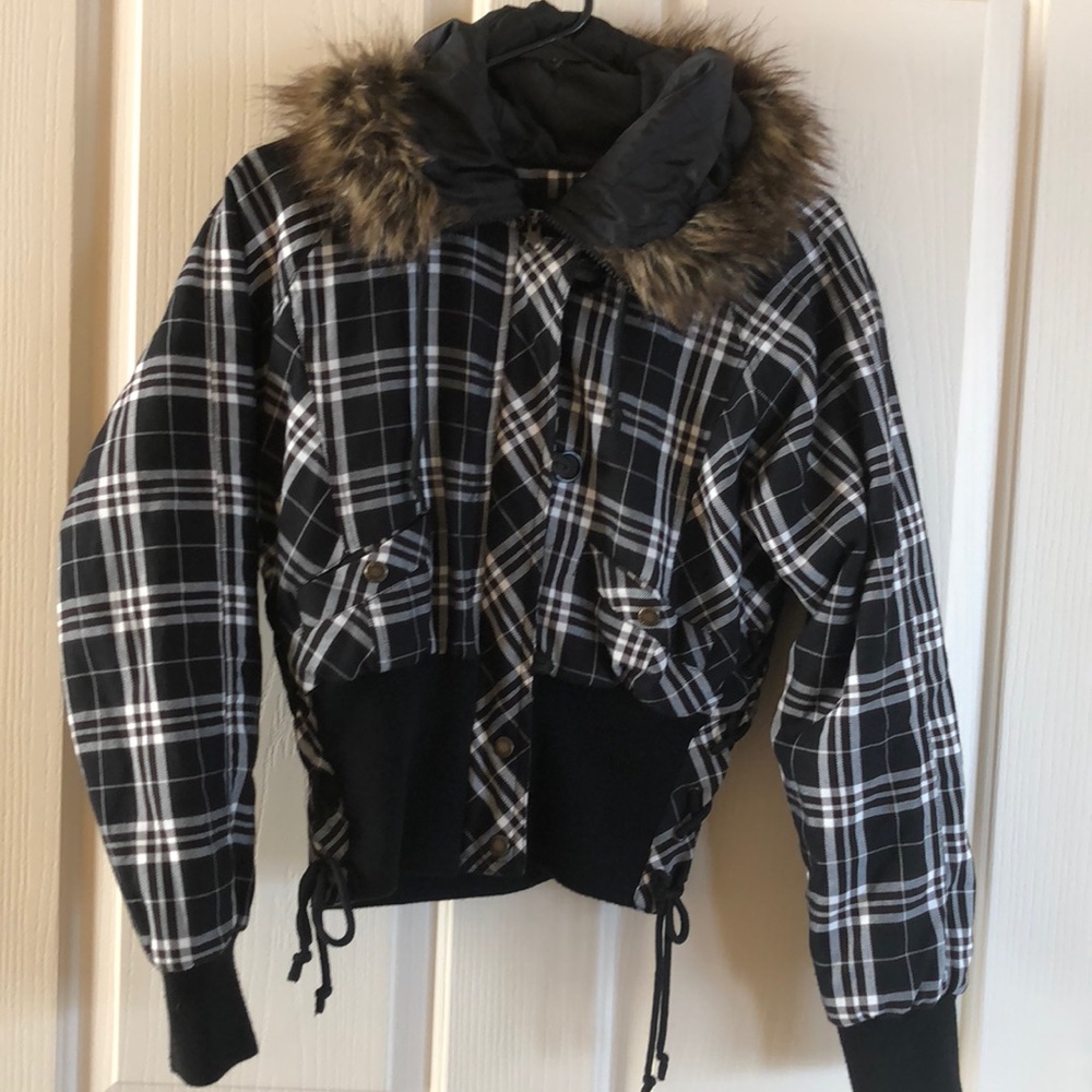 Jacket with fur hoodie