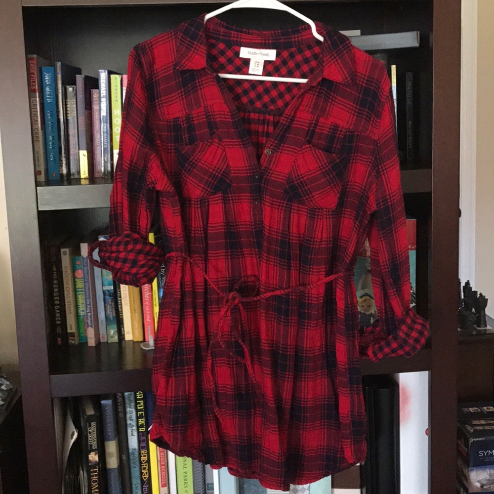 Red Plaid Maternity Shirt