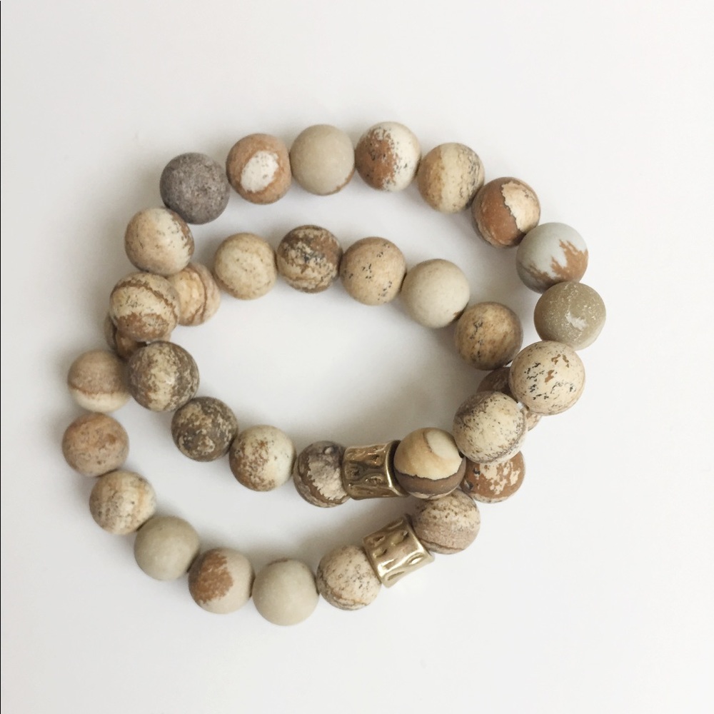 BROWN GRAINED bead stretch bracelet