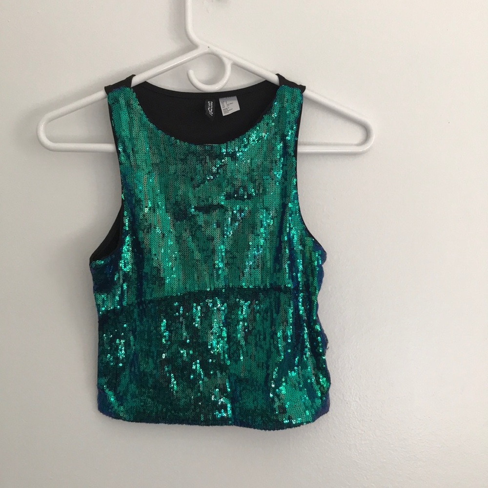 Blue Sequined Croptop