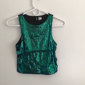 Blue Sequined Croptop