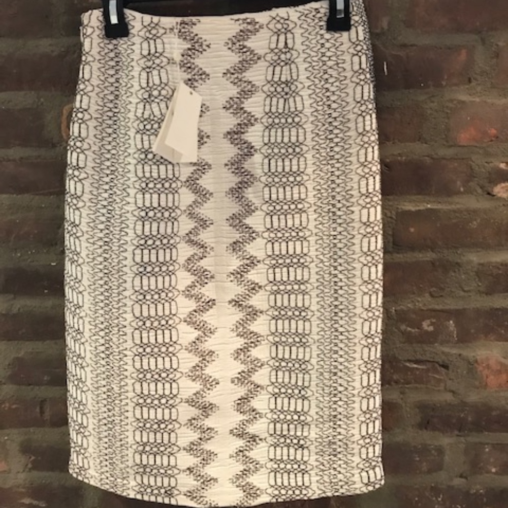 Tory Burch Smocked Silk Pencil Skirt