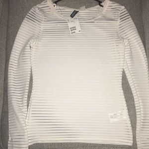 H&M mesh white striped top