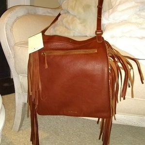 NEW GENUINE LEATHER  LUCKY BRAND TASSLE BAG
