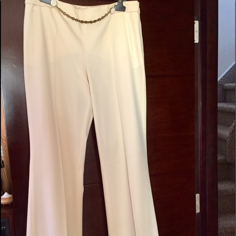Escada wool cuffed pants in bone white color