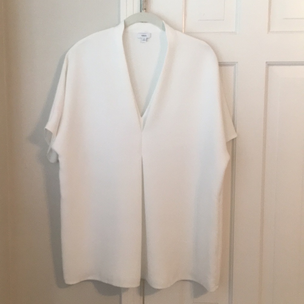 Vince Womens Crepe V-Neck Pullover Top