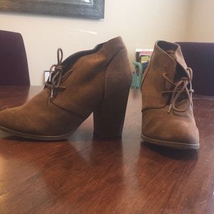 Brown suede booties
