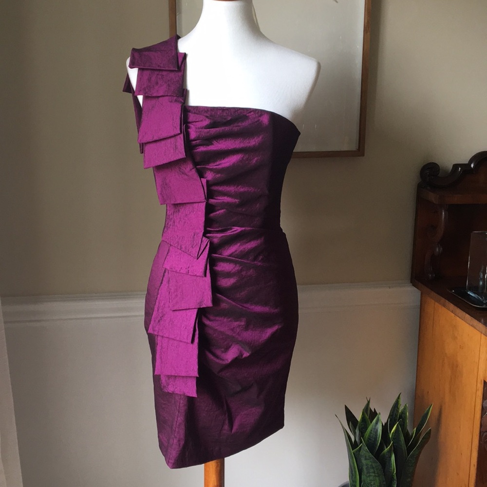 Cache One-Shoulder Dress - Purple Sz 4 NWT