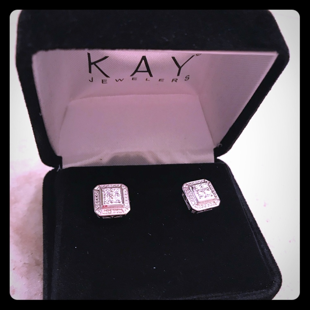 Diamond and sterling silver earrings