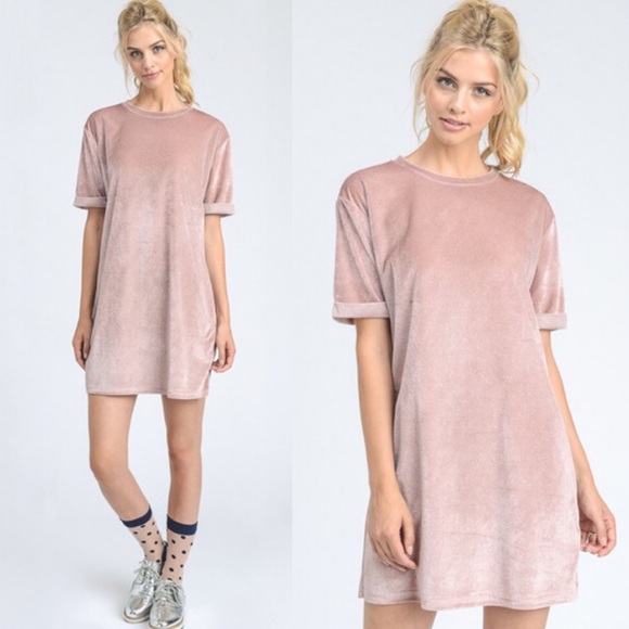 Dresses & Skirts - Pink Velvet Glitter Tshirt Dress