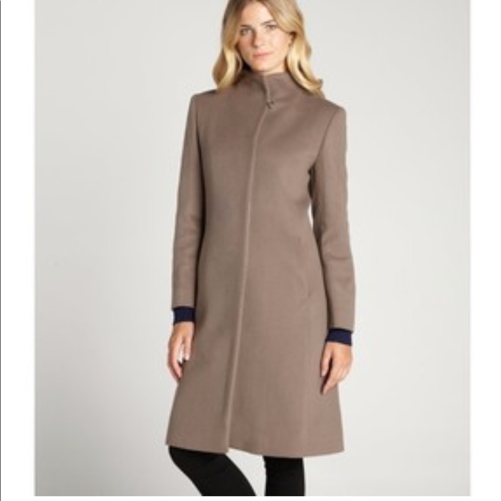 Cinzia Rocca Wool Funnel Neck Coat Mocha