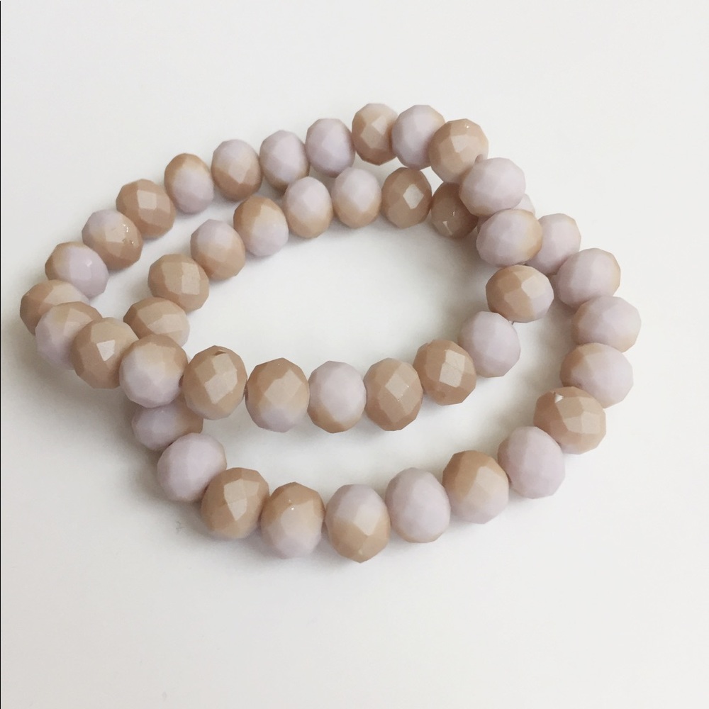 RUSTY BROWN polished ombré bead stretch bracelet