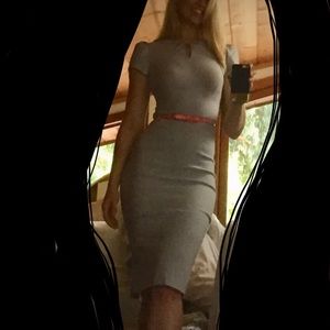 Light grey NWOT Stop Staring midi bodycon dress