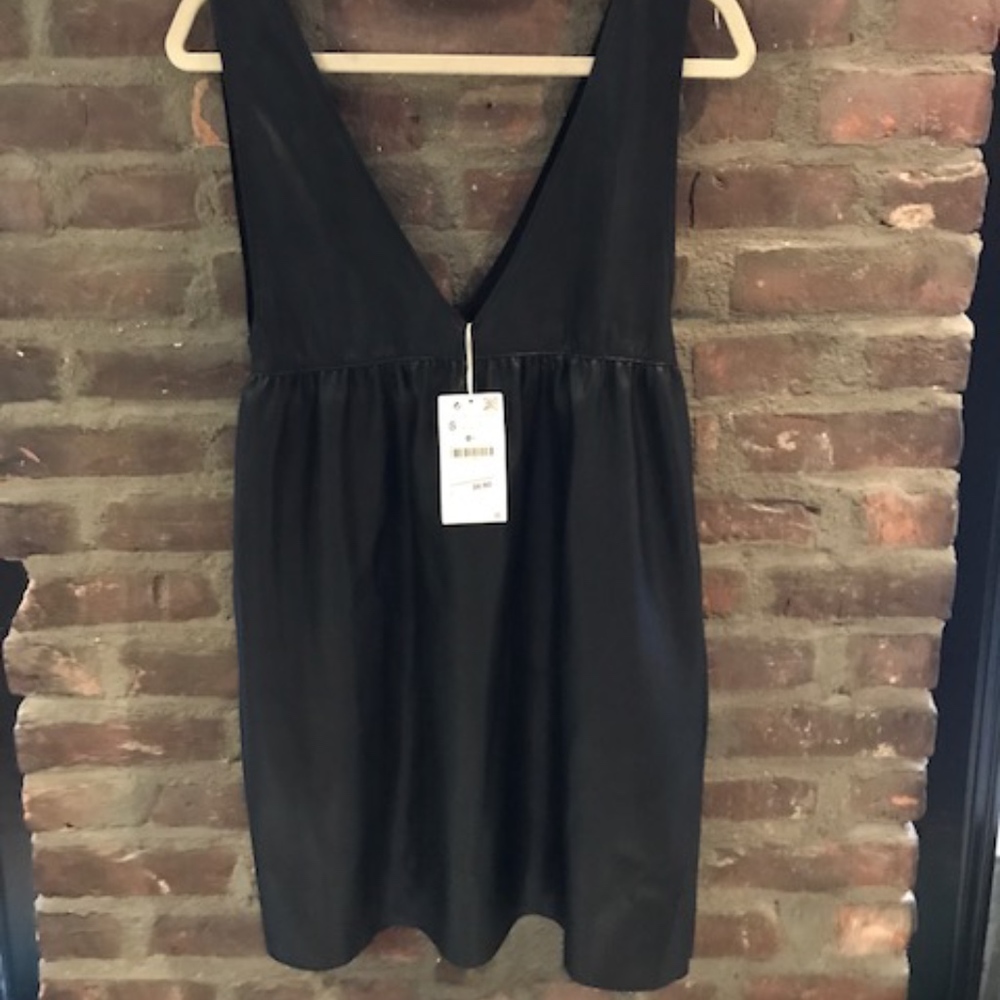 Faux Leather Black Mini Dress