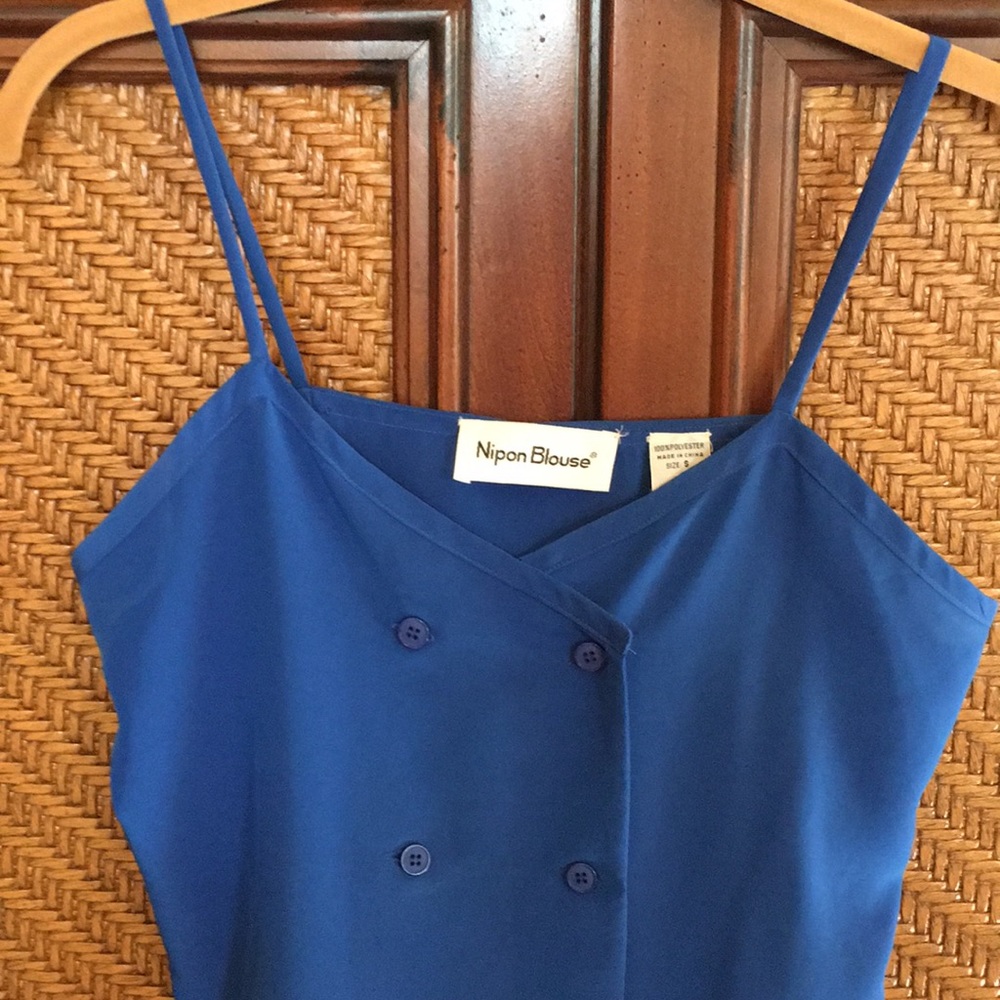 Albert Nipon Blouse Camisole Blue Sleeveless Small - image 4