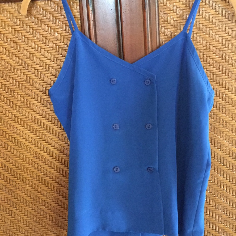 Albert Nipon Blouse Camisole Blue Sleeveless Small - image 8