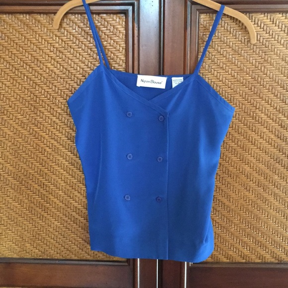 Albert Nipon Blouse Camisole Blue Sleeveless Small - Picture 3 of 8